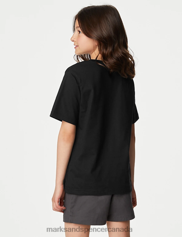 Kids Black Clothing Marks & Spencer Pure Cotton School T-Shirt 20VTD8164 - Marks and Spencer Canada locations