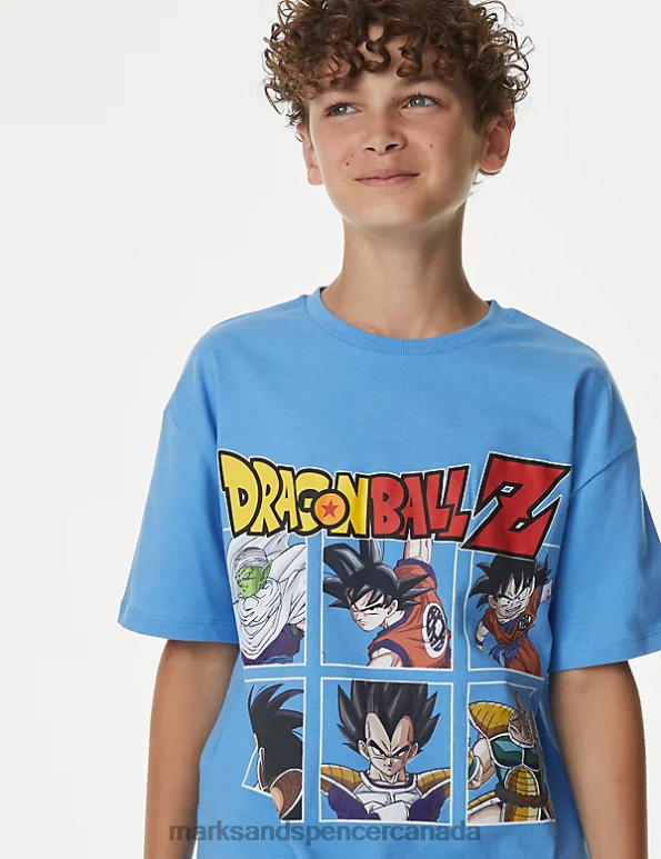 Kids Blue Mix Clothing Marks & Spencer Pure Cotton Dragon Ball Z T-Shirt 20VTD8642 - Marks and Spencer Canada locations
