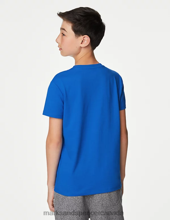 Kids Bright Blue Clothing Marks & Spencer Pure Cotton Brooklyn T-Shirt 20VTD8325 - Marks and Spencer online