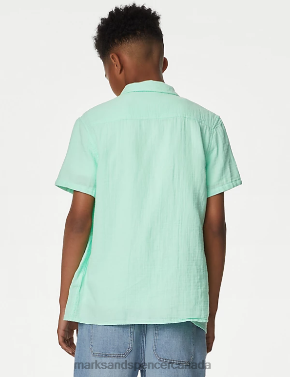 Marks and Spencer sale - Kids Bright Mint Clothing Marks & Spencer 2pc Pure Cotton Shirt & T-Shirt Set 20VTD8702