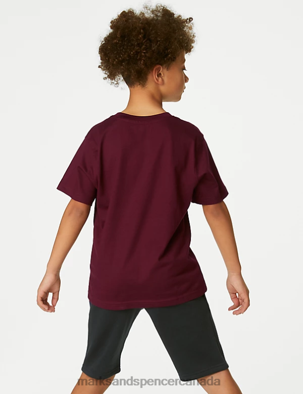 Kids Burgundy Clothing Marks & Spencer Pure Cotton T-Shirt 20VTD8782 - Marks and Spencer outlet