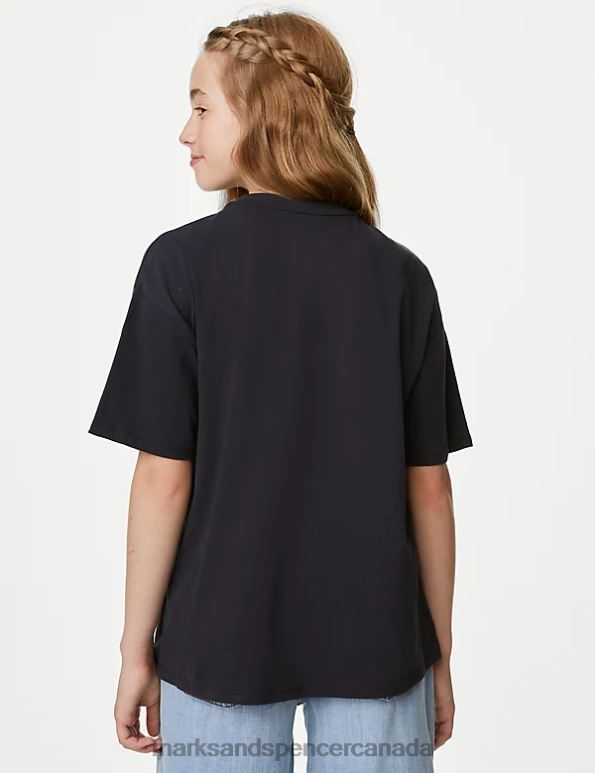 Kids Charcoal Clothing Marks & Spencer Pure Cotton Reversible Sequin Dog T-Shirt 20VTD8822 - Marks and Spencer online