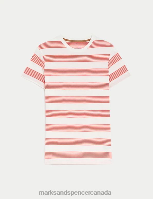 Kids Coral Mix Clothing Marks & Spencer Pure Cotton Striped T-Shirt 20VTD8610 - Marks and Spencer Canada locations