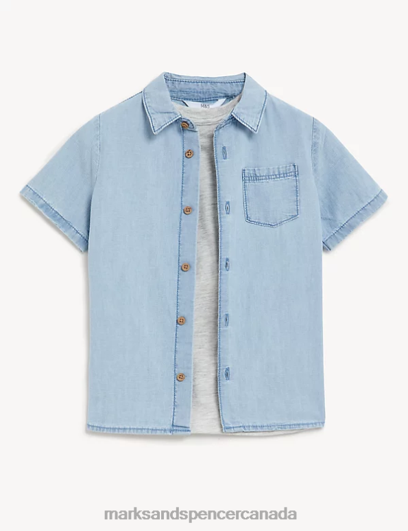 Marks and Spencer sale - Kids Denim Clothing Marks & Spencer 2pc Shirt & T-Shirt Set 20VTD8335