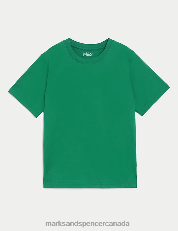 Marks and Spencer sale - Kids Emerald Clothing Marks & Spencer Pure Cotton School T-Shirt 20VTD8162