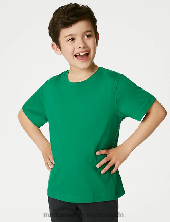 Marks and Spencer sale - Kids Emerald Clothing Marks & Spencer Pure Cotton School T-Shirt 20VTD8162