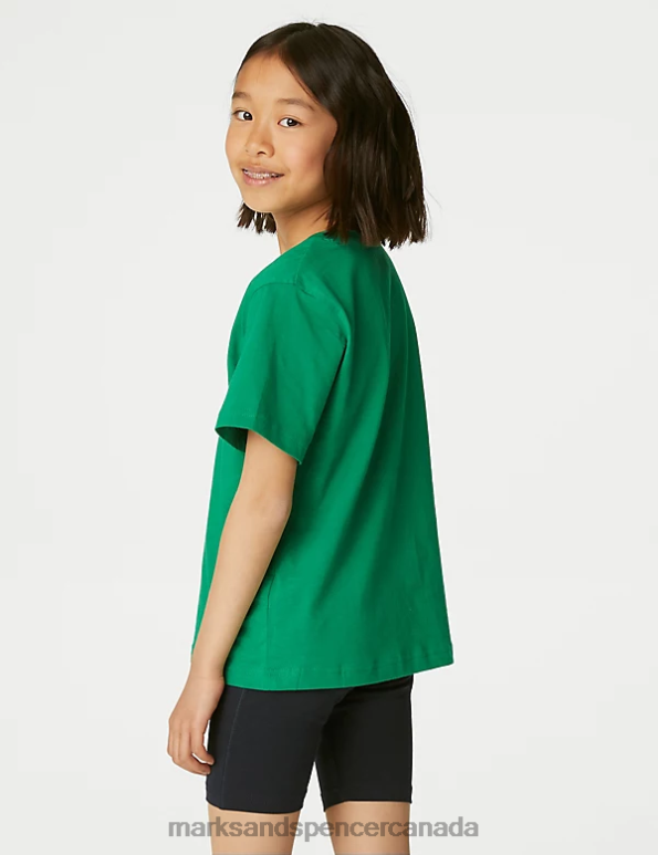 Marks and Spencer sale - Kids Emerald Clothing Marks & Spencer Pure Cotton School T-Shirt 20VTD8162
