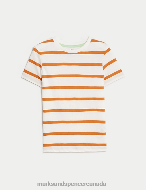Marks and Spencer near me - Kids Gold Mix Clothing Marks & Spencer Pure Cotton Striped T-Shirt 20VTD8274