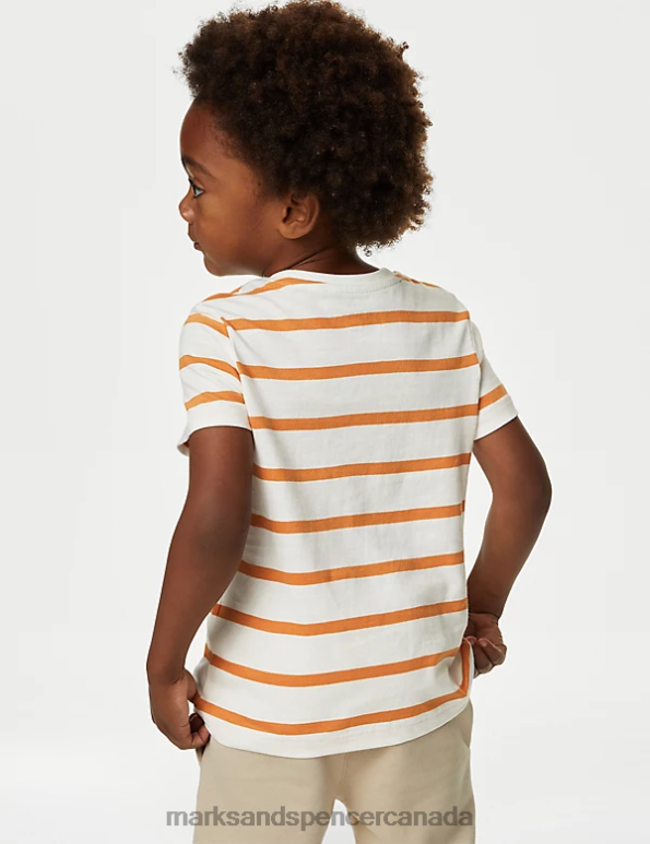 Marks and Spencer near me - Kids Gold Mix Clothing Marks & Spencer Pure Cotton Striped T-Shirt 20VTD8274