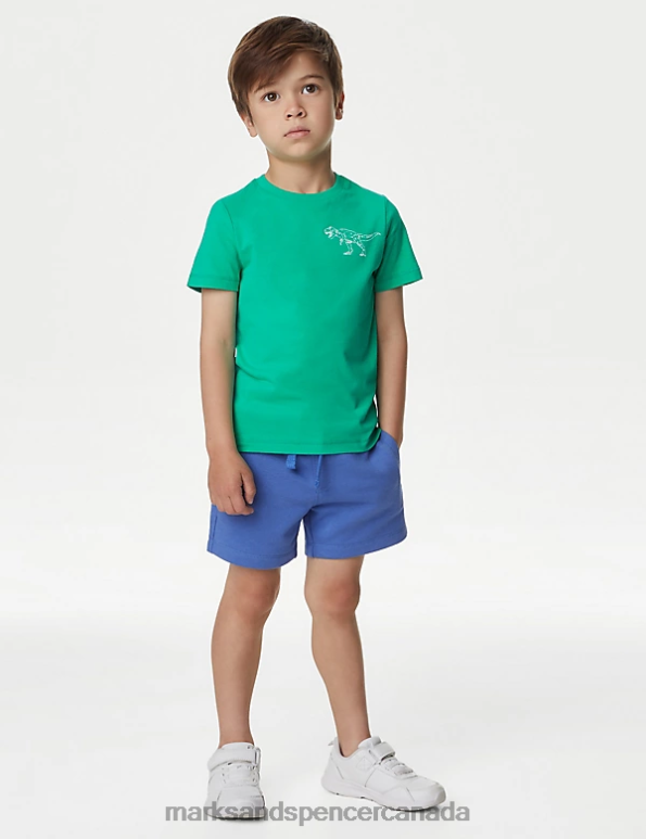 Kids Green Mix Clothing Marks & Spencer 2pk Pure Cotton Dinosaur T-Shirts 20VTD7889 - Marks and Spencer outlet