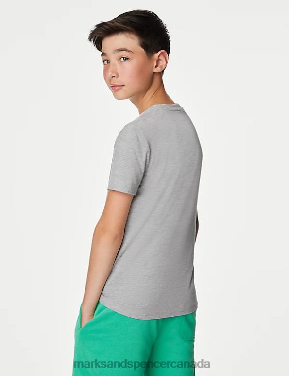 Marks and Spencer sale - Kids Grey Marl Clothing Marks & Spencer Cotton Rich California T-Shirt 20VTD8470