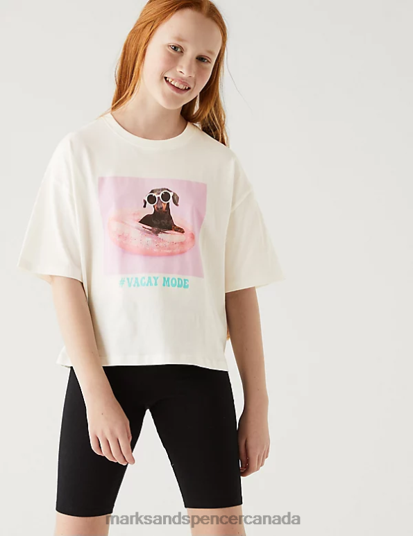 Kids Ivory Clothing Marks & Spencer Pure Cotton Photographic Dog T-Shirt 20VTD8963 - Marks and Spencer online