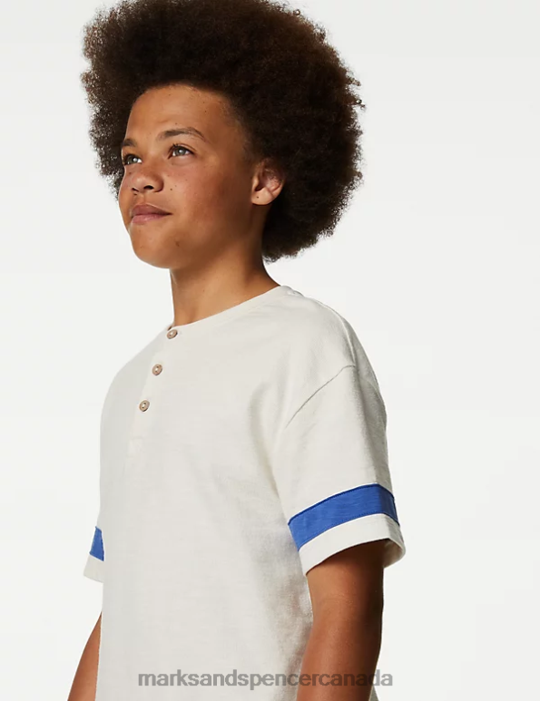 Kids Ivory Clothing Marks & Spencer Pure Cotton Textured T-Shirt 20VTD8147 - Marks and Spencer Canada locations