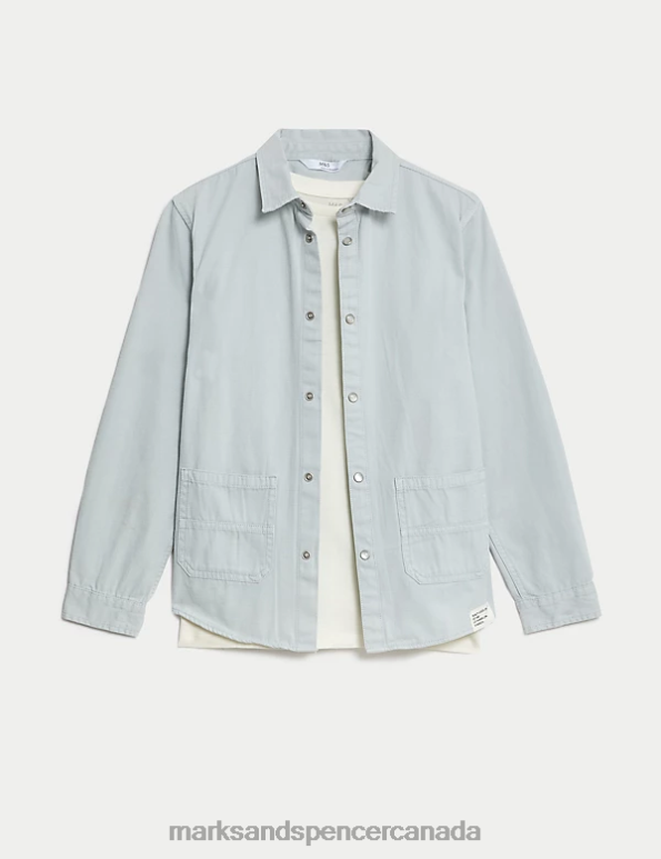 Kids Light Blue Clothing Marks & Spencer 2pc Pure Cotton Shirt & T-Shirt 20VTD7974 - Marks and Spencer online