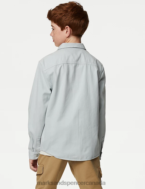 Kids Light Blue Clothing Marks & Spencer 2pc Pure Cotton Shirt & T-Shirt 20VTD7974 - Marks and Spencer online