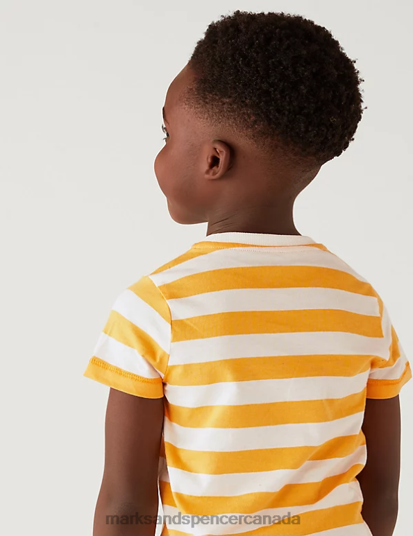 Kids Multi Clothing Marks & Spencer 3pk Cotton Rich Striped T-Shirts 20VTD8302 - Marks and Spencer Canada locations