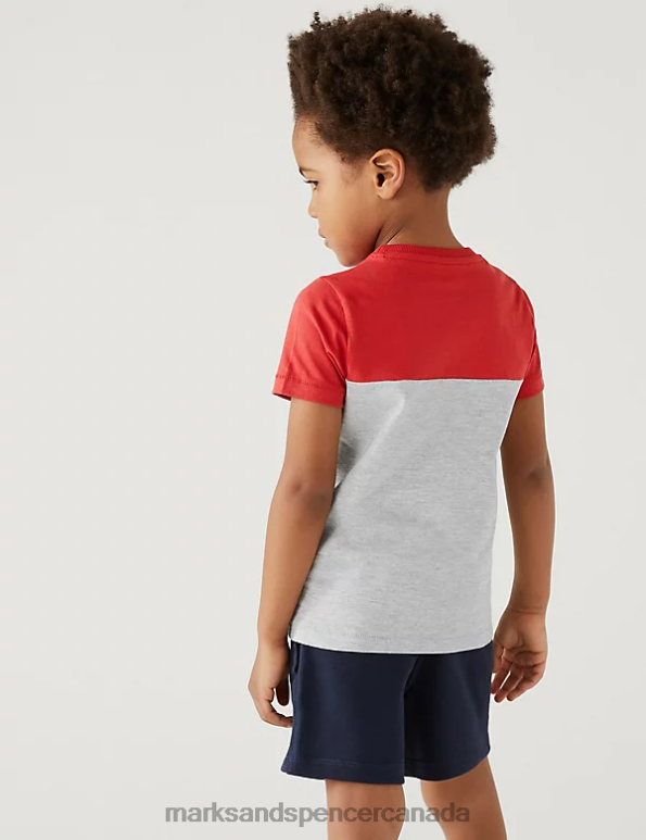 Marks and Spencer Canada - Kids Multi Clothing Marks & Spencer 3pk Pure Cotton Colour Block T-Shirts 20VTD8007