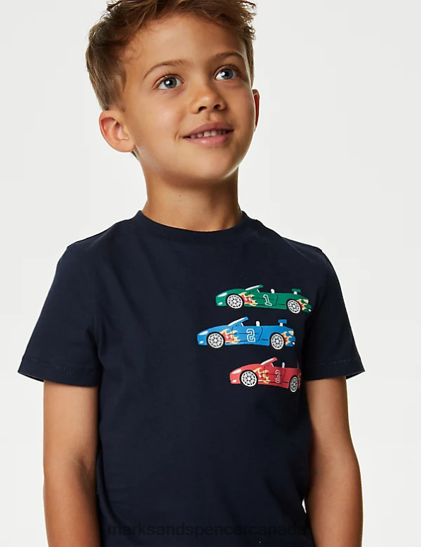 Kids Navy Clothing Marks & Spencer Pure Cotton Car T-Shirt 20VTD7826 - Marks and Spencer online
