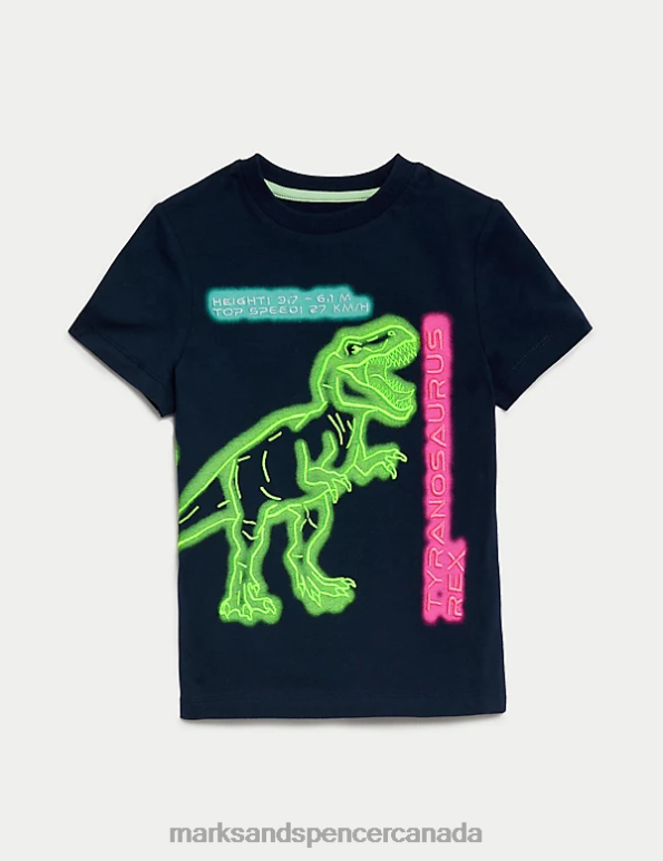 Kids Navy Clothing Marks & Spencer Pure Cotton Dinosaur T-Shirt 20VTD7926 - Marks and Spencer Canada locations