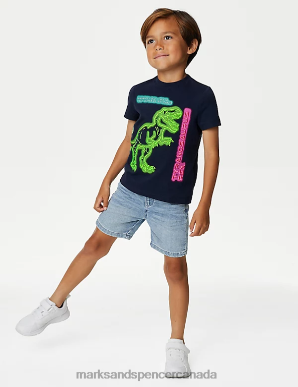 Kids Navy Clothing Marks & Spencer Pure Cotton Dinosaur T-Shirt 20VTD7926 - Marks and Spencer Canada locations