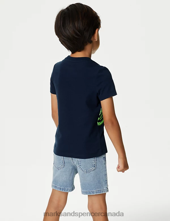 Kids Navy Clothing Marks & Spencer Pure Cotton Dinosaur T-Shirt 20VTD7926 - Marks and Spencer Canada locations