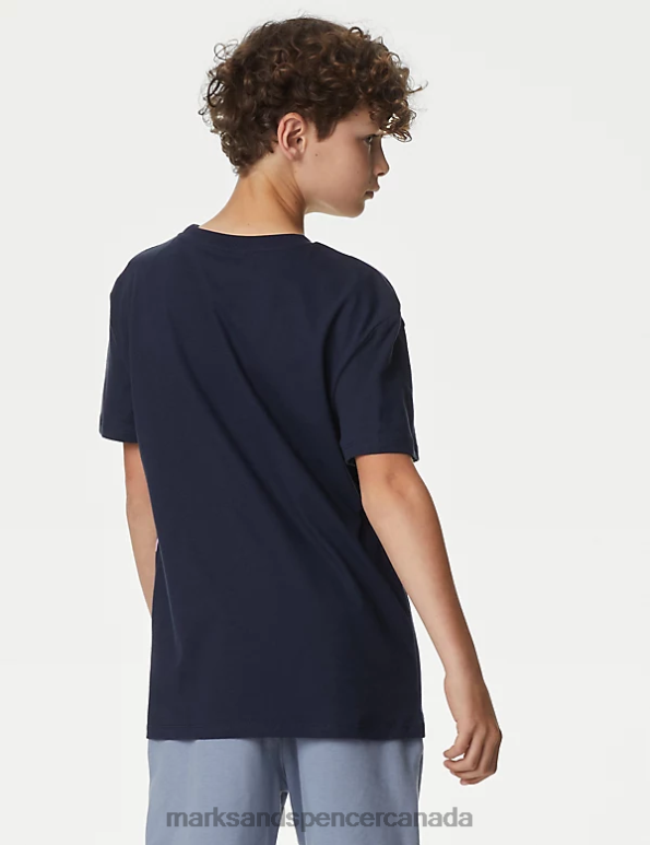 Kids Navy Mix Clothing Marks & Spencer 2pk Pure Cotton Gamer T-Shirts 20VTD7847 - Marks and Spencer outlet