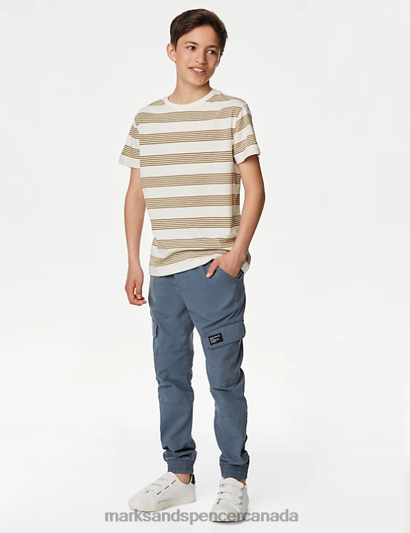 Kids Neutral Clothing Marks & Spencer Pure Cotton Striped T-Shirt 20VTD8372 - Marks and Spencer Canada locations