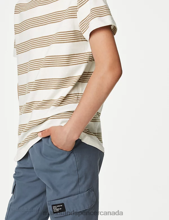 Kids Neutral Clothing Marks & Spencer Pure Cotton Striped T-Shirt 20VTD8372 - Marks and Spencer Canada locations