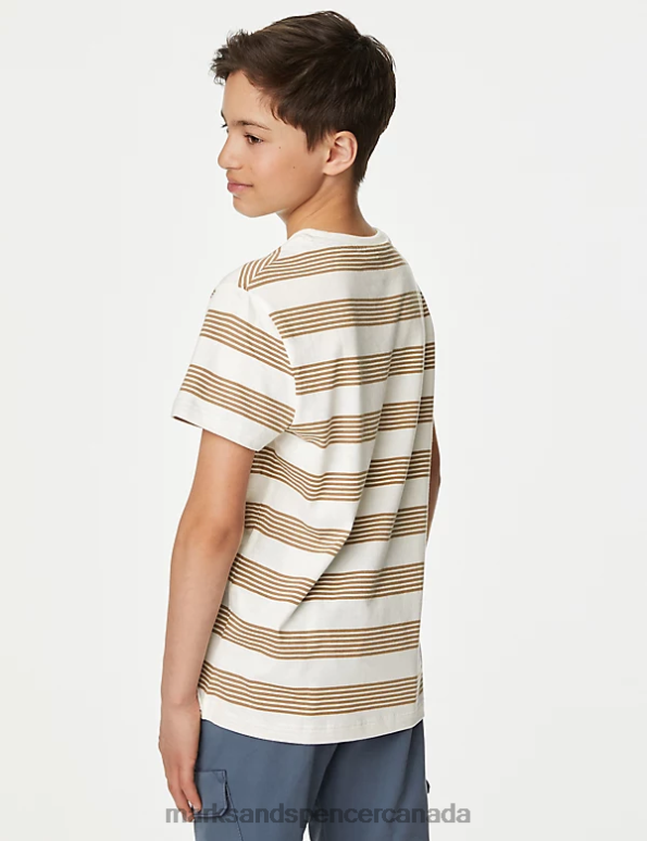 Kids Neutral Clothing Marks & Spencer Pure Cotton Striped T-Shirt 20VTD8372 - Marks and Spencer Canada locations