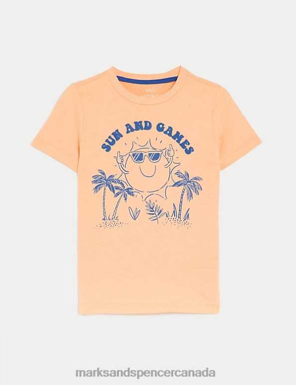Marks and Spencer Canada - Kids Orange Clothing Marks & Spencer Pure Cotton Sun T-Shirt 20VTD8166