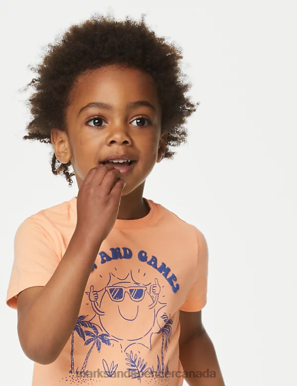 Marks and Spencer Canada - Kids Orange Clothing Marks & Spencer Pure Cotton Sun T-Shirt 20VTD8166