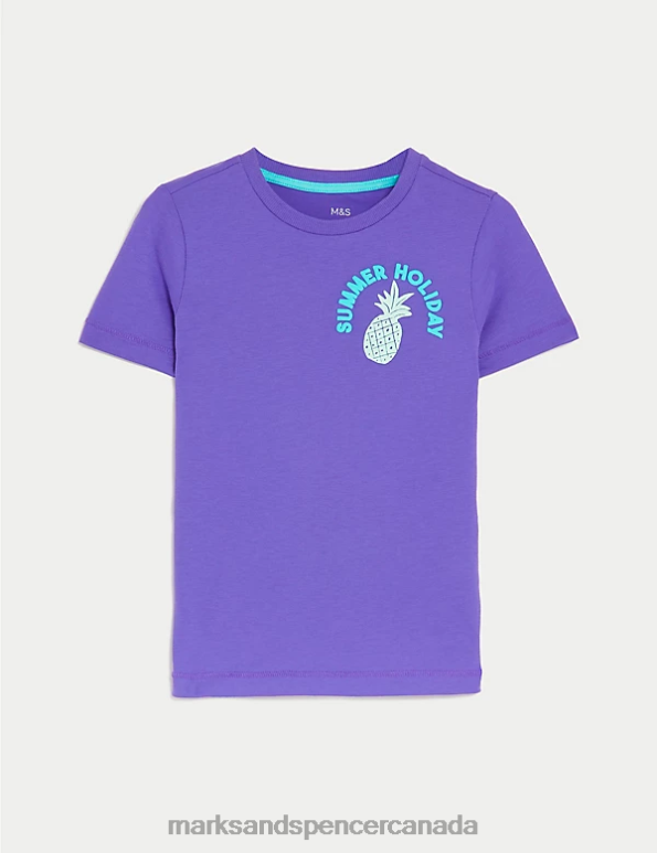 Marks and Spencer near me - Kids Purple Clothing Marks & Spencer Pure Cotton Slogan T-Shirt 20VTD8190