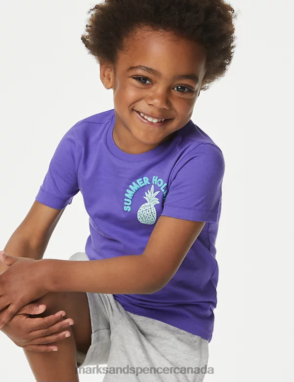 Marks and Spencer near me - Kids Purple Clothing Marks & Spencer Pure Cotton Slogan T-Shirt 20VTD8190