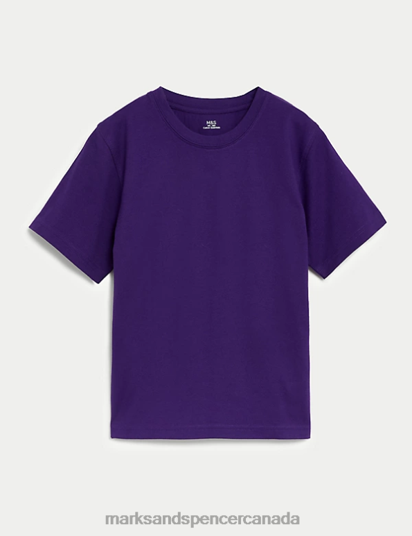 Marks and Spencer Canada - Kids Purple Clothing Marks & Spencer Pure Cotton T-Shirt 20VTD8783
