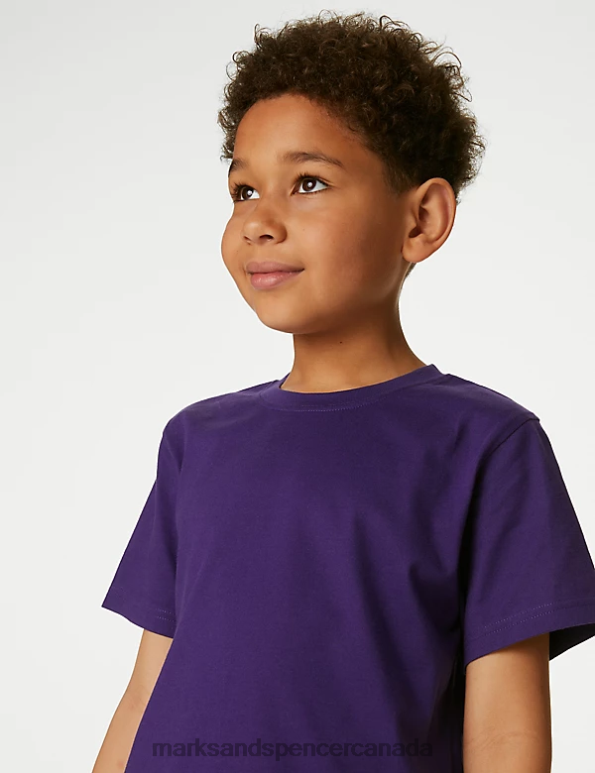 Marks and Spencer Canada - Kids Purple Clothing Marks & Spencer Pure Cotton T-Shirt 20VTD8783