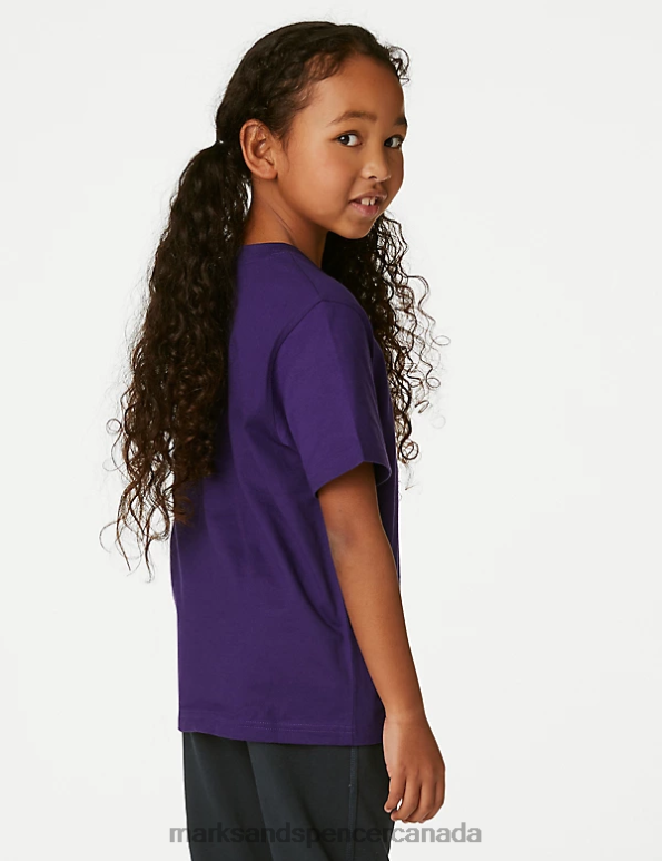 Marks and Spencer Canada - Kids Purple Clothing Marks & Spencer Pure Cotton T-Shirt 20VTD8783