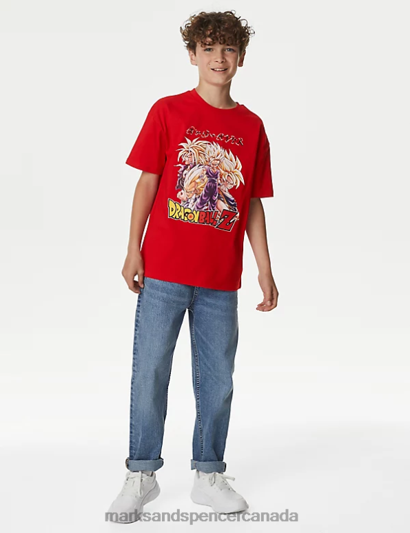 Kids Red Mix Clothing Marks & Spencer Pure Cotton Dragon Ball Z T-Shirt 20VTD8498 - Marks and Spencer Canada locations