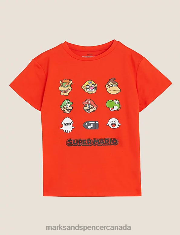 Marks and Spencer near me - Kids Red Mix Clothing Marks & Spencer Pure Cotton Super Mario T-Shirt 20VTD8011