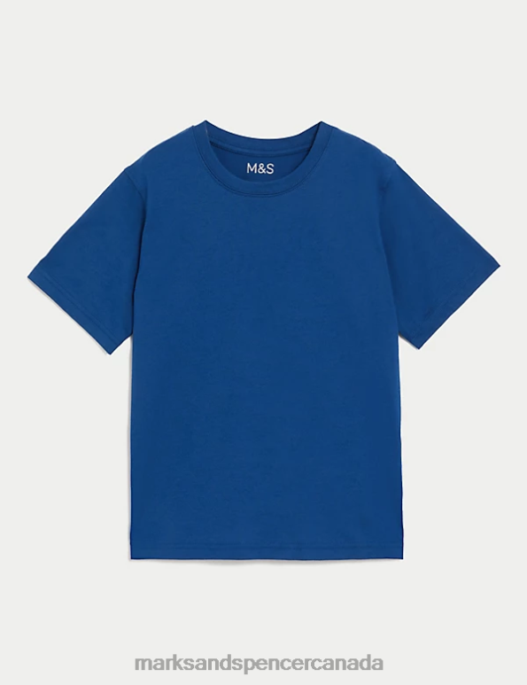 Kids Royal Blue Clothing Marks & Spencer Pure Cotton School T-Shirt 20VTD8163 - Marks and Spencer online