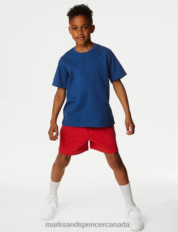 Kids Royal Blue Clothing Marks & Spencer Pure Cotton School T-Shirt 20VTD8163 - Marks and Spencer online