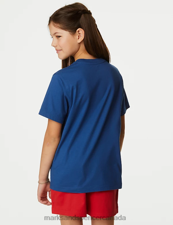 Kids Royal Blue Clothing Marks & Spencer Pure Cotton School T-Shirt 20VTD8163 - Marks and Spencer online