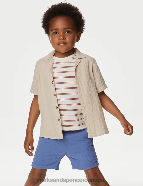 Kids Stone Clothing Marks & Spencer 2pc Pure Cotton Shirt & T-Shirt Set 20VTD8184 - Marks and Spencer Canada locations