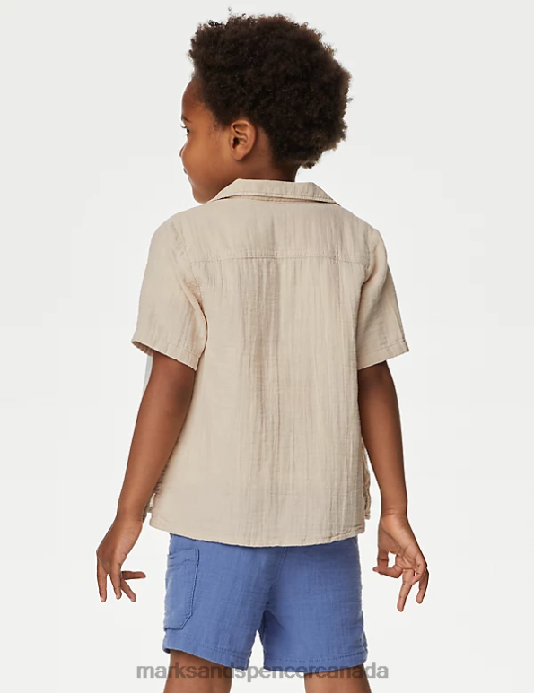 Kids Stone Clothing Marks & Spencer 2pc Pure Cotton Shirt & T-Shirt Set 20VTD8184 - Marks and Spencer Canada locations
