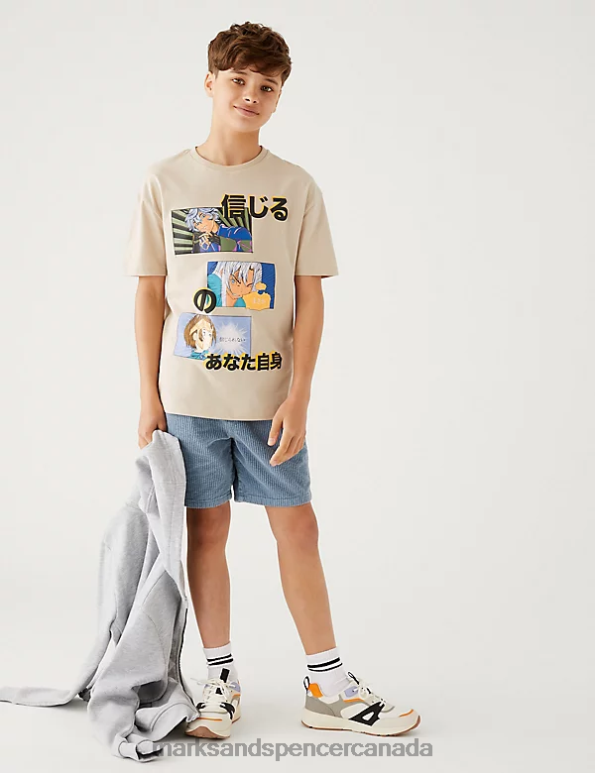 Marks and Spencer near me - Kids Stone Clothing Marks & Spencer Pure Cotton Anime T-Shirt 20VTD8622