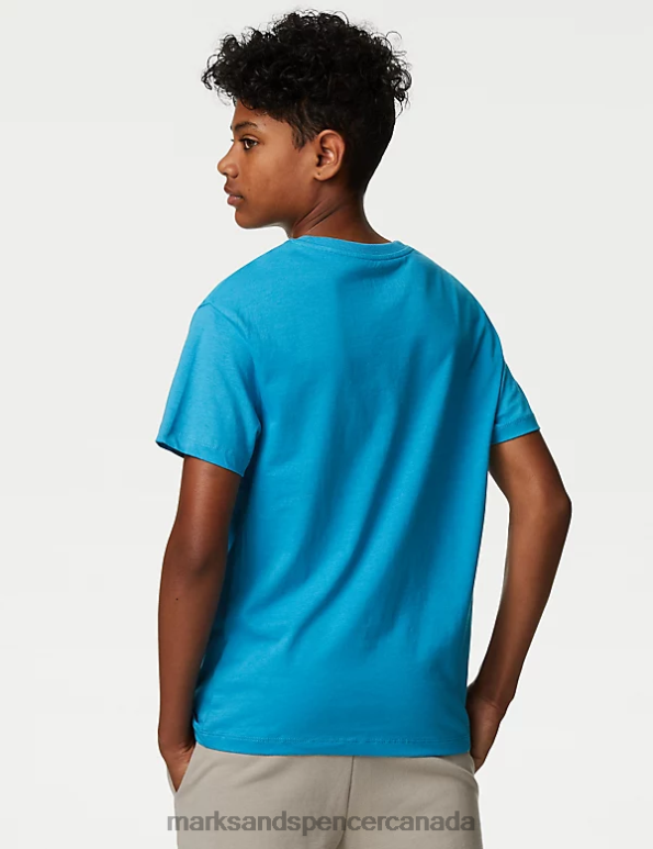 Kids Turquoise Clothing Marks & Spencer Pure Cotton Born To Skate T-Shirt 20VTD8416 - Marks and Spencer Canada locations