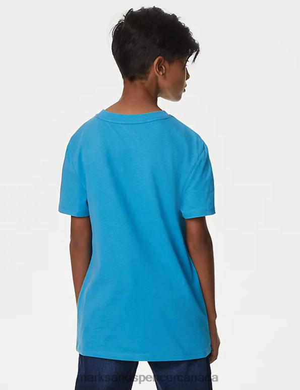 Kids Turquoise Clothing Marks & Spencer Pure Cotton Minecraft T-Shirt 20VTD8025 - Marks and Spencer Canada locations