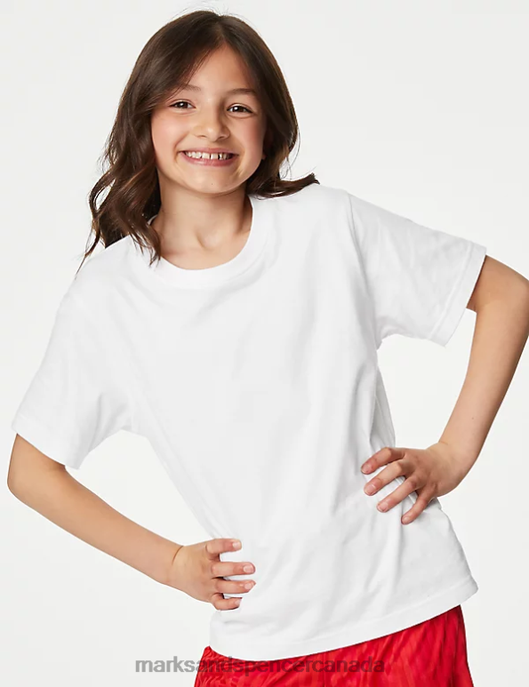 Marks and Spencer sale - Kids White Clothing Marks & Spencer 5pk Pure Cotton T-Shirts 20VTD8091