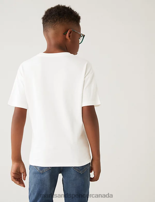Kids White Mix Clothing Marks & Spencer Pure Cotton Among Us T-Shirt 20VTD8595 - Marks and Spencer online