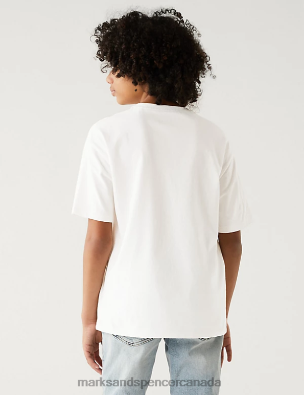 Kids White Mix Clothing Marks & Spencer Pure Cotton NASA T-Shirt 20VTD8186 - Marks and Spencer outlet
