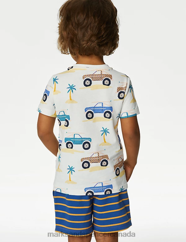Marks and Spencer near me - Kids White Mix Clothing Marks & Spencer Pure Cotton Truck Print T-Shirt 20VTD8334